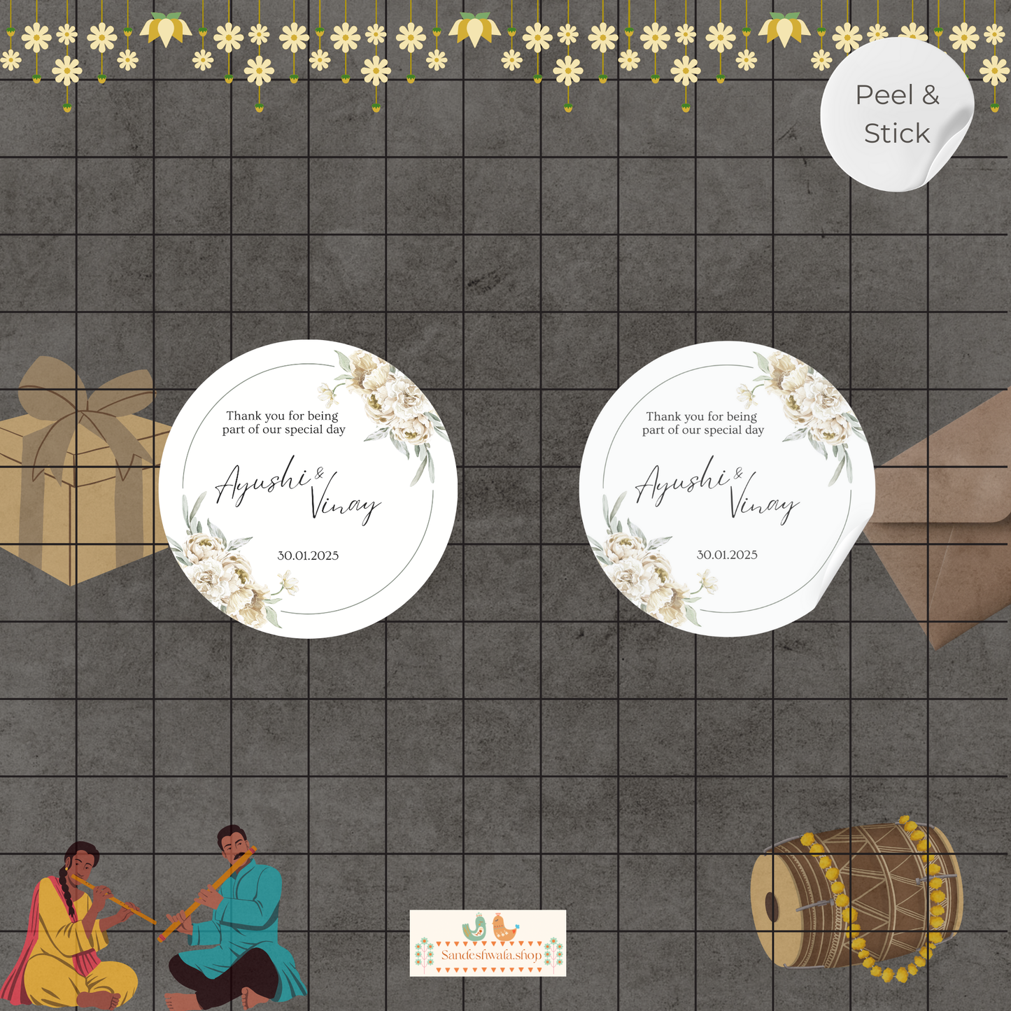 Loving White Floral Wedding Sticker