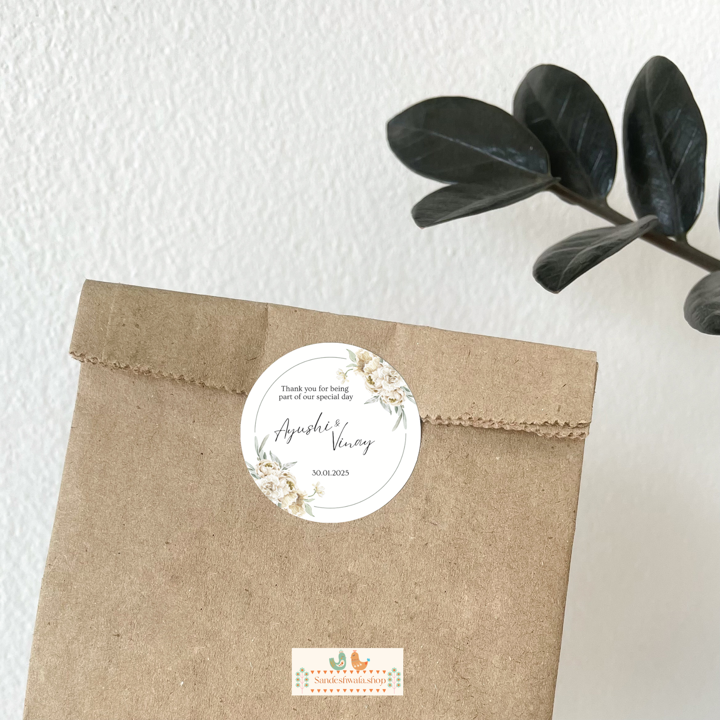 Loving White Floral Wedding Sticker
