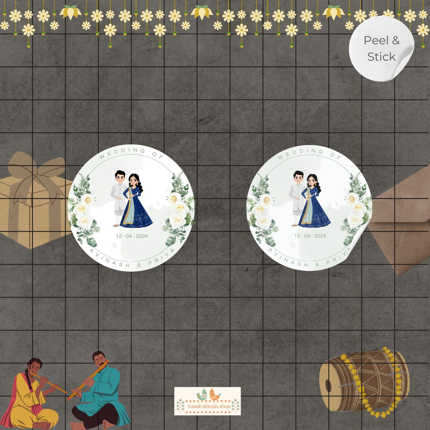 Romantic Blue Wedding Sticker