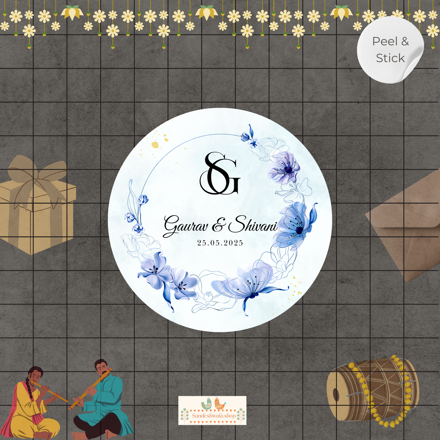 Butterfly Blue Wedding Sticker