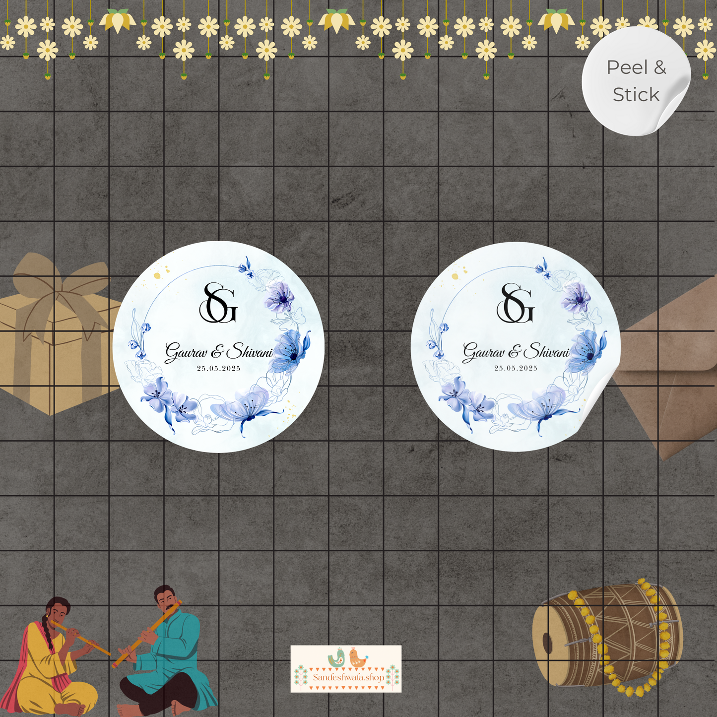 Butterfly Blue Wedding Sticker