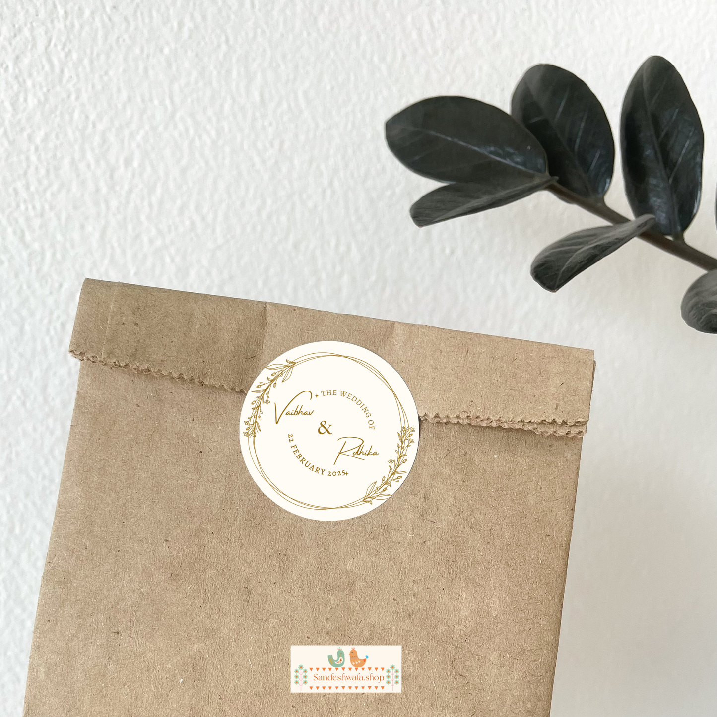 Golden Petals Wedding Sticker