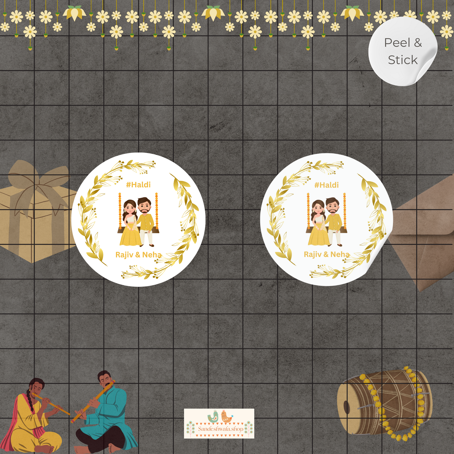 Glowing Couple Haldi Wedding Sticker