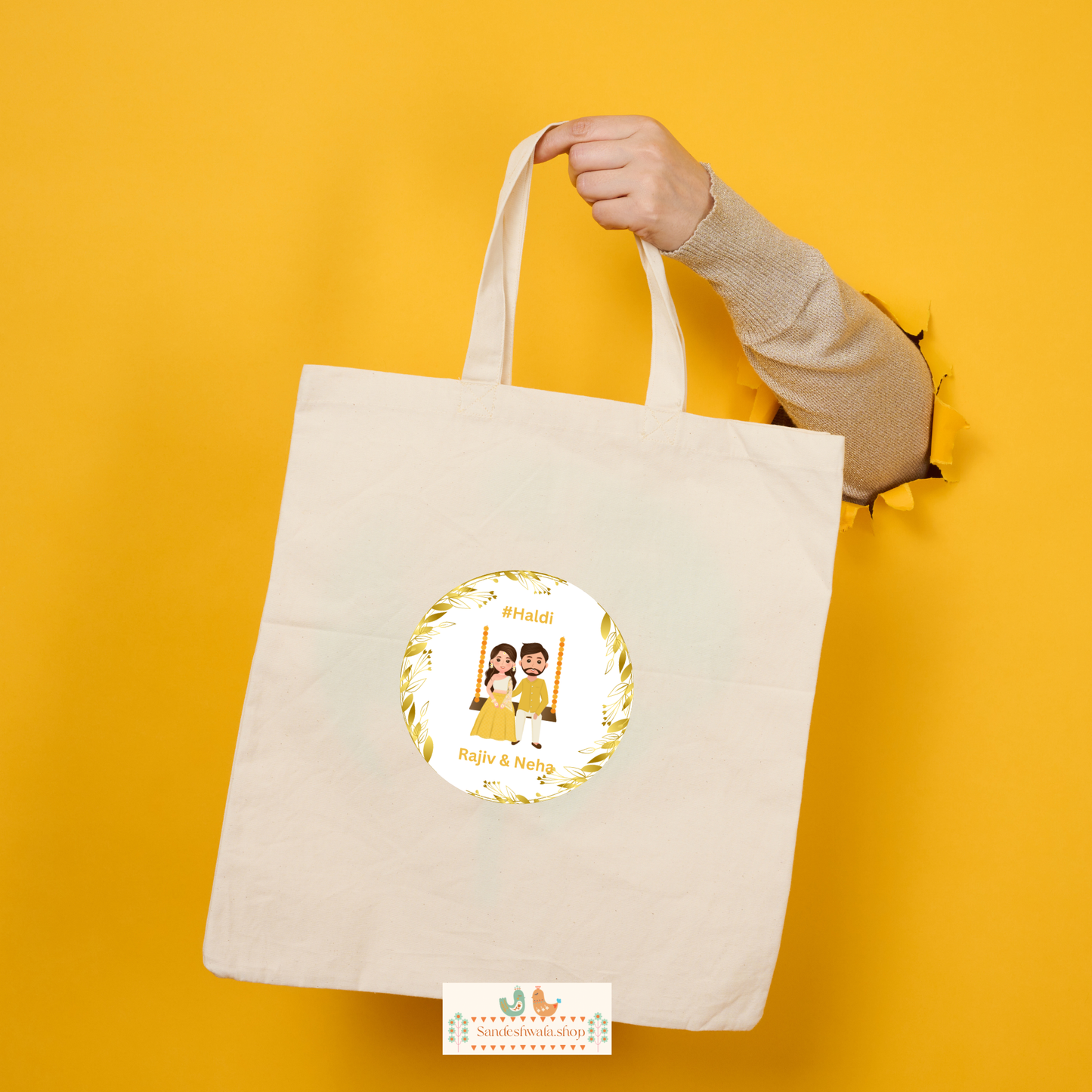 Glowing Couple Haldi Wedding Sticker