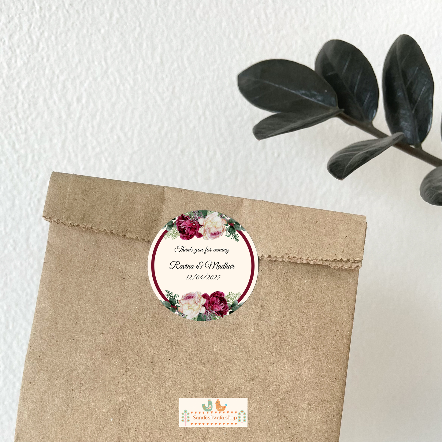 Floral Round Wedding Sticker