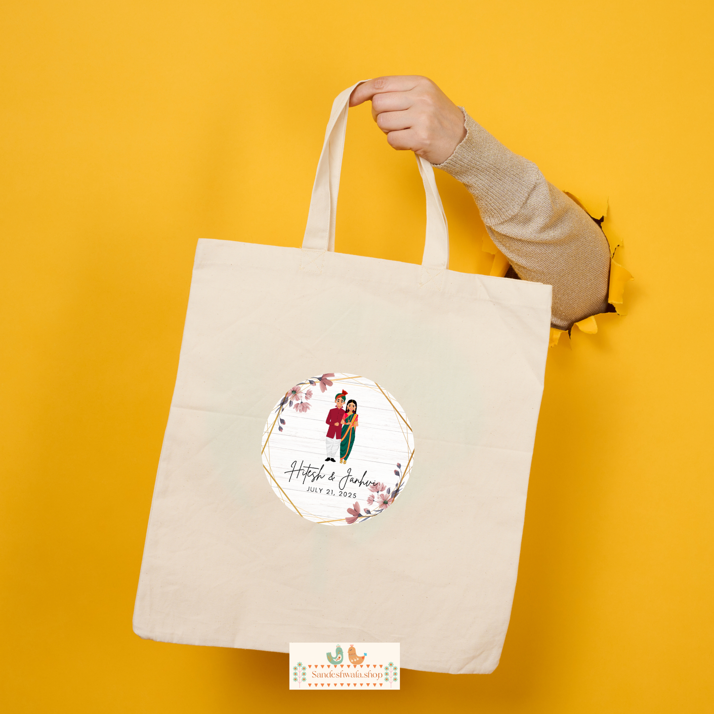 Adorable Maharastrian Couple Wedding Sticker