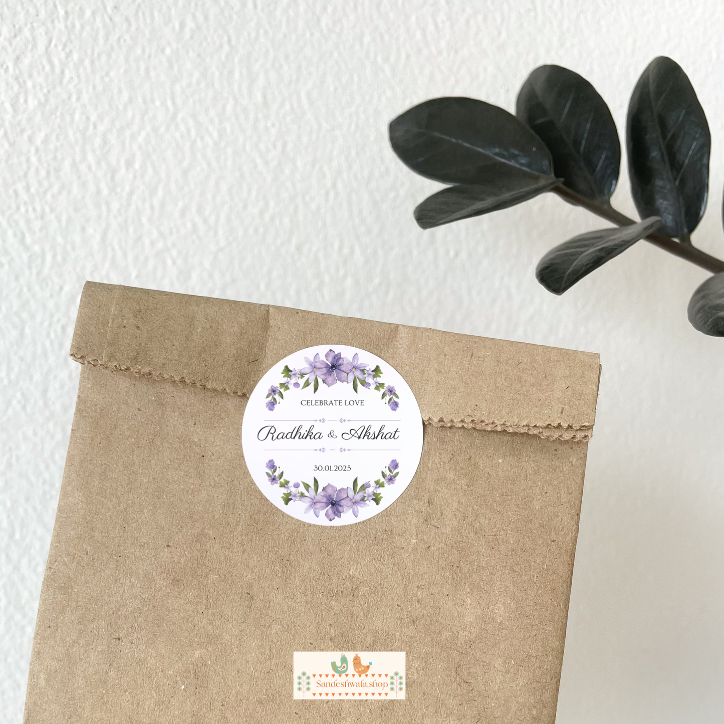 Lavender Color Floral Wedding Sticker