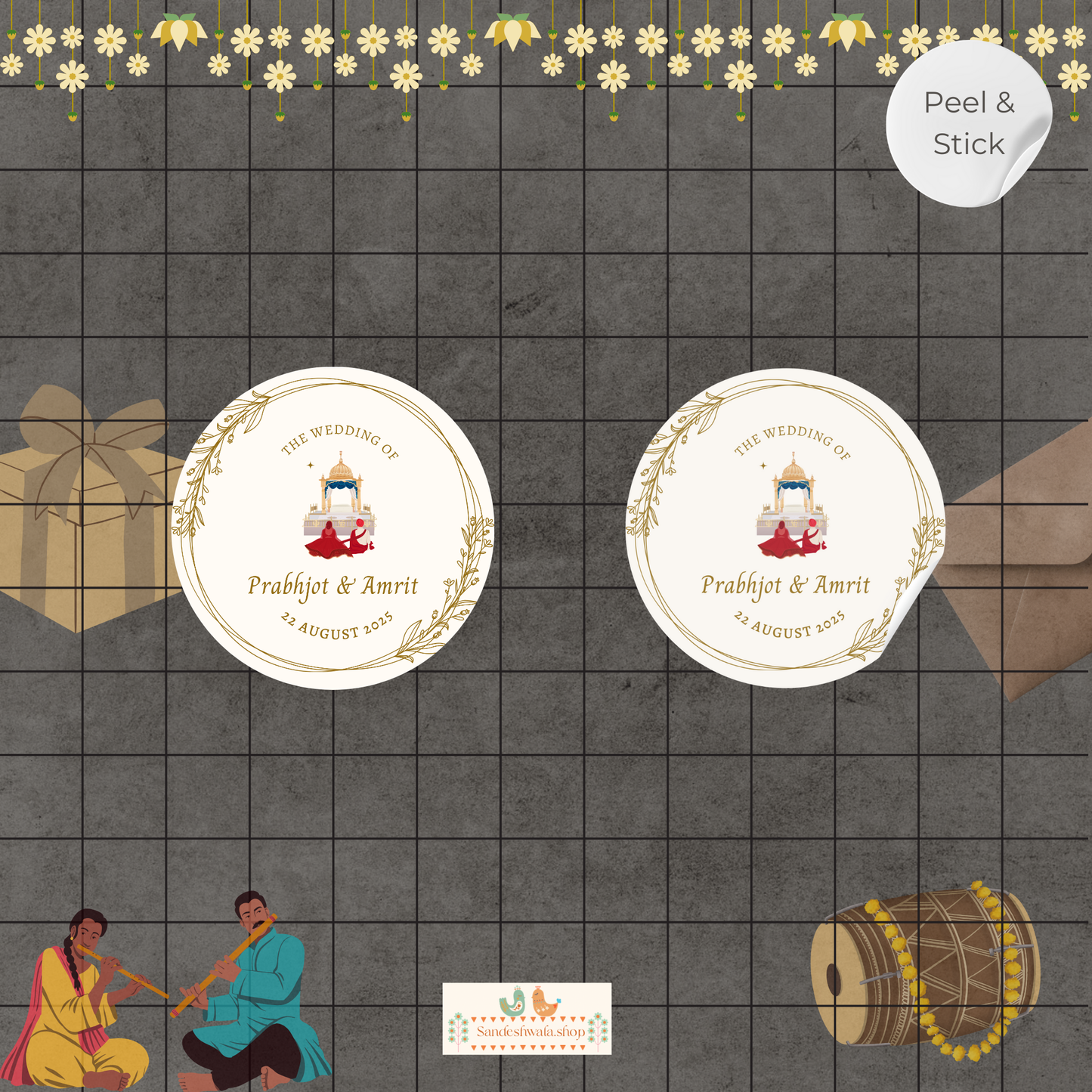 Adorable Punjabi Couple Wedding Sticker