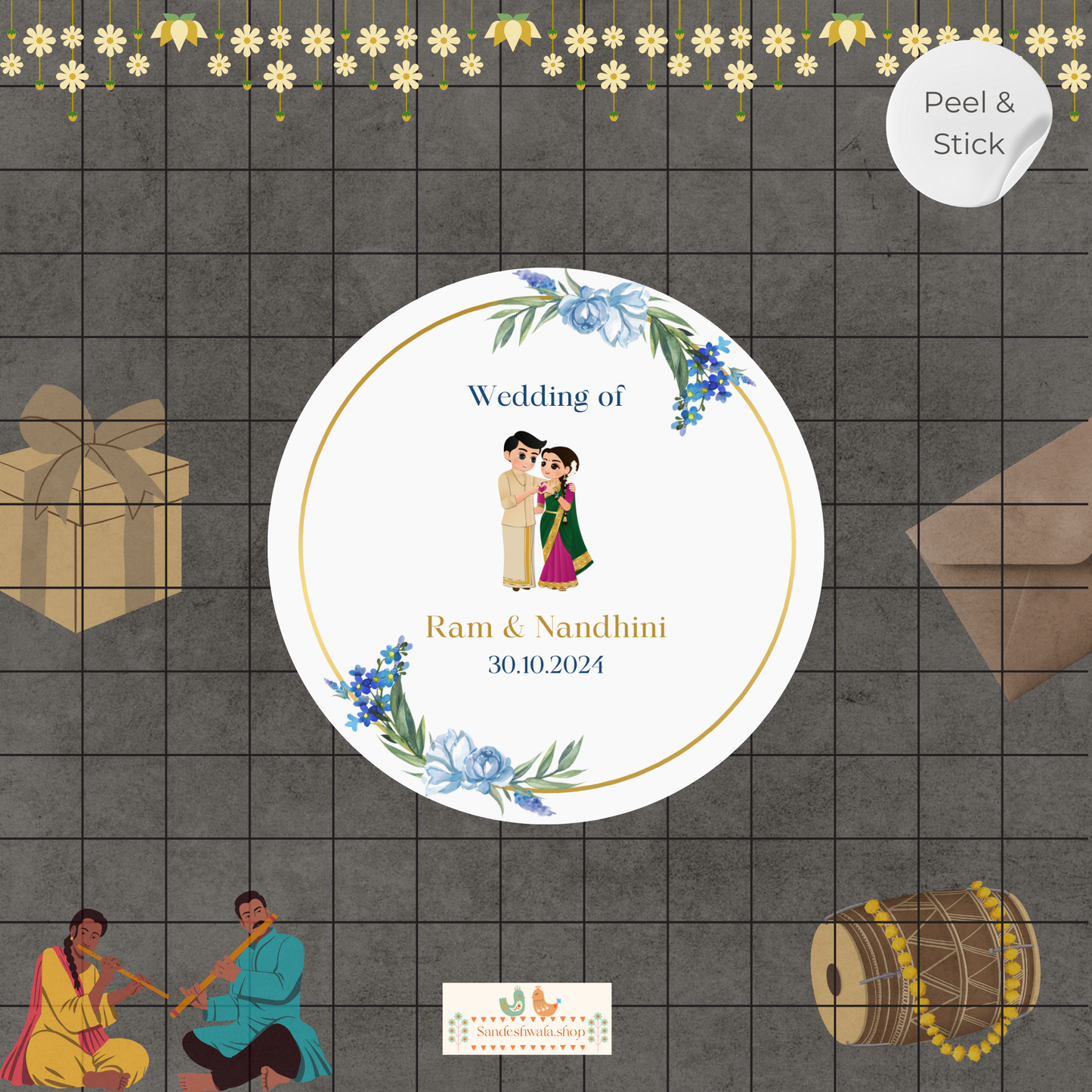Loving South Indian Couple Wedding Sticker