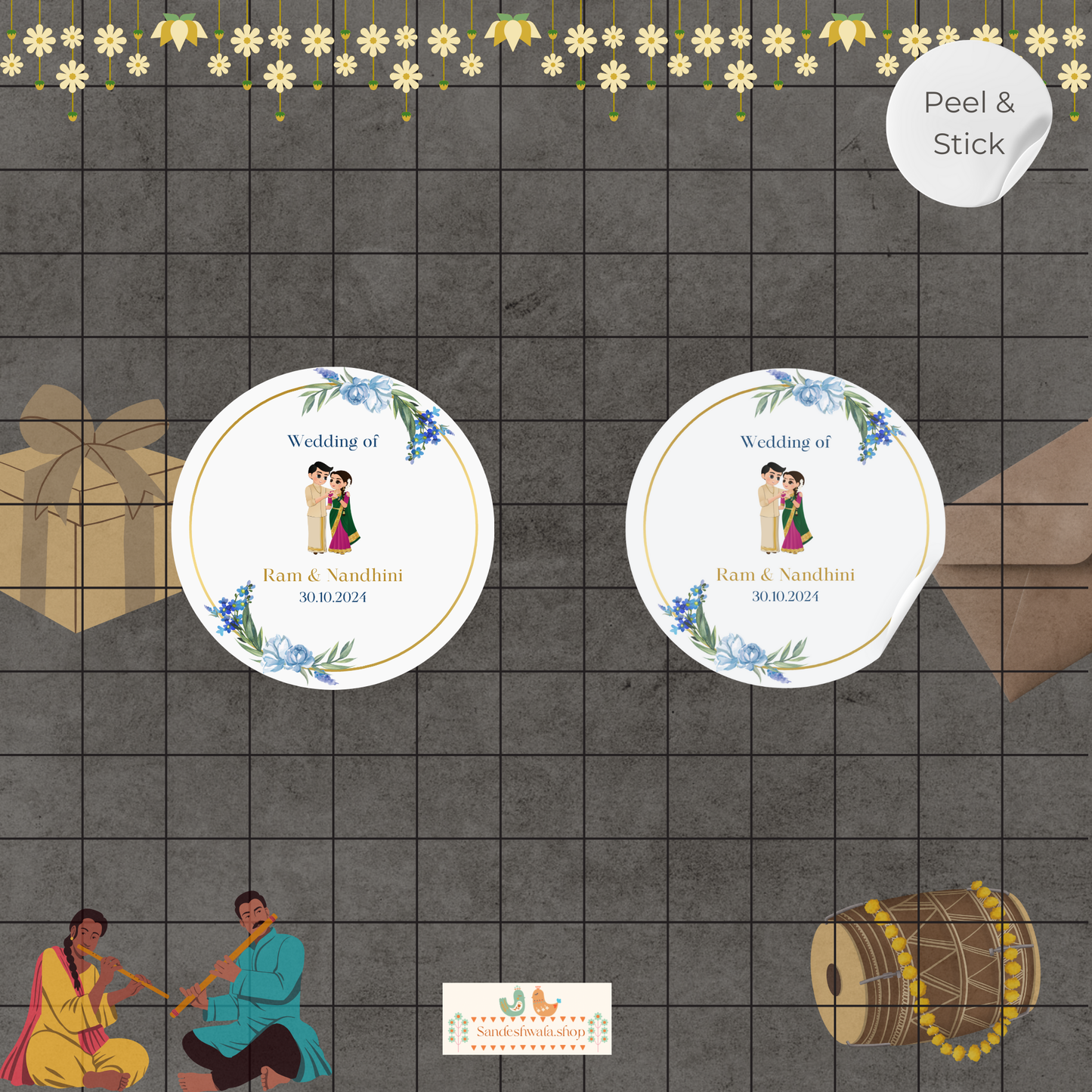 Loving South Indian Couple Wedding Sticker