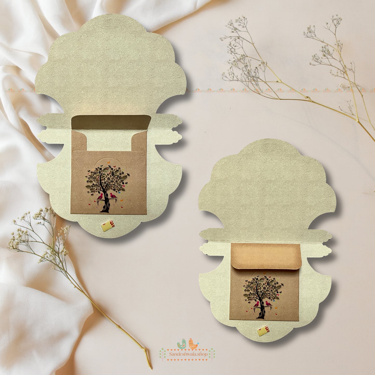Decorative Fan Shape Cut Shagun Envelope - Signature Collection