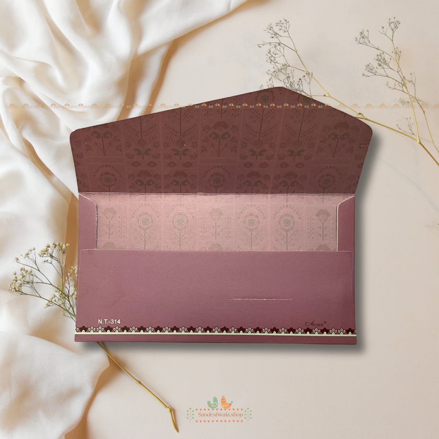 Blush Pink Floral Gold Foil Shagun Envelope - Signature Collection