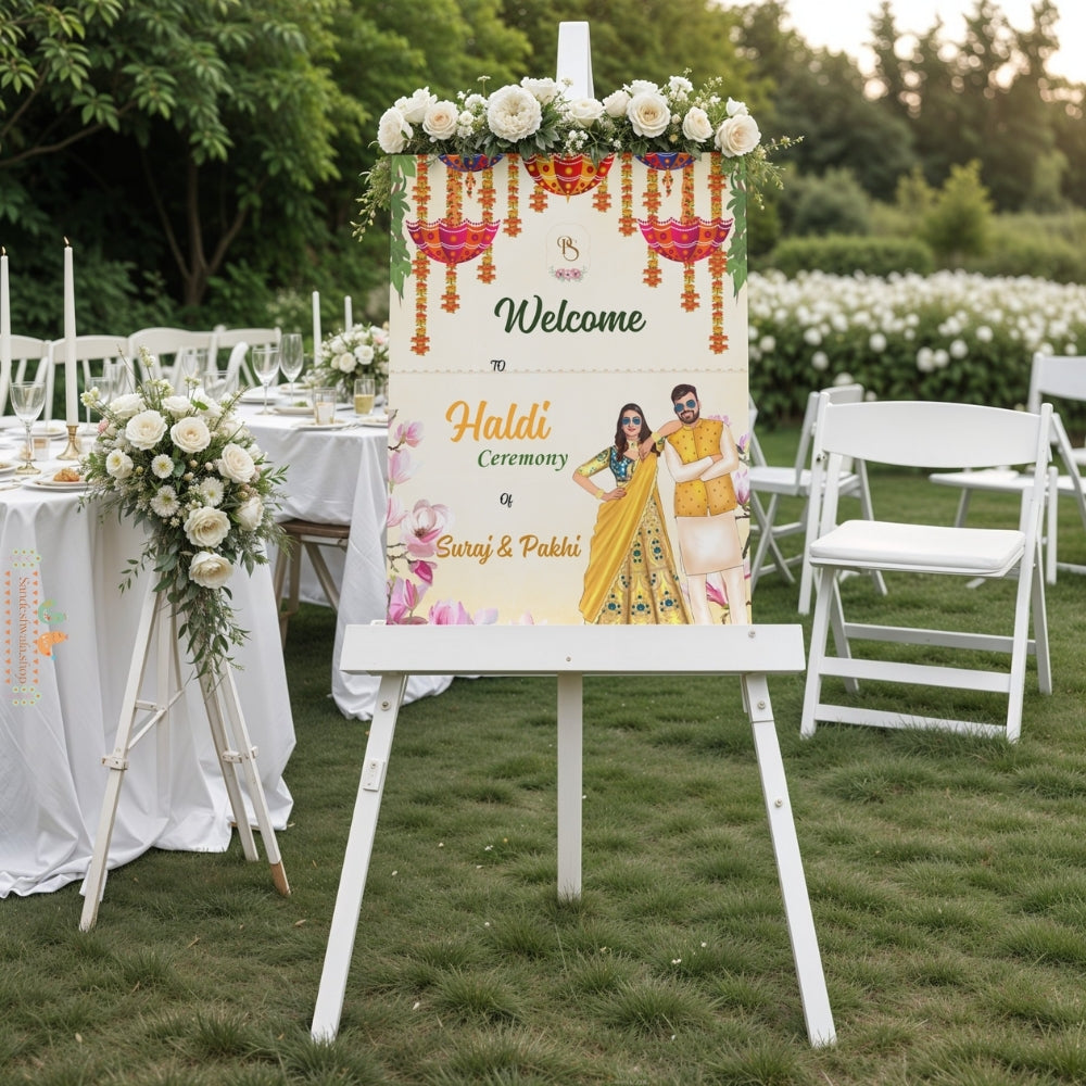 Traditional Floral Haldi - Welcome Board