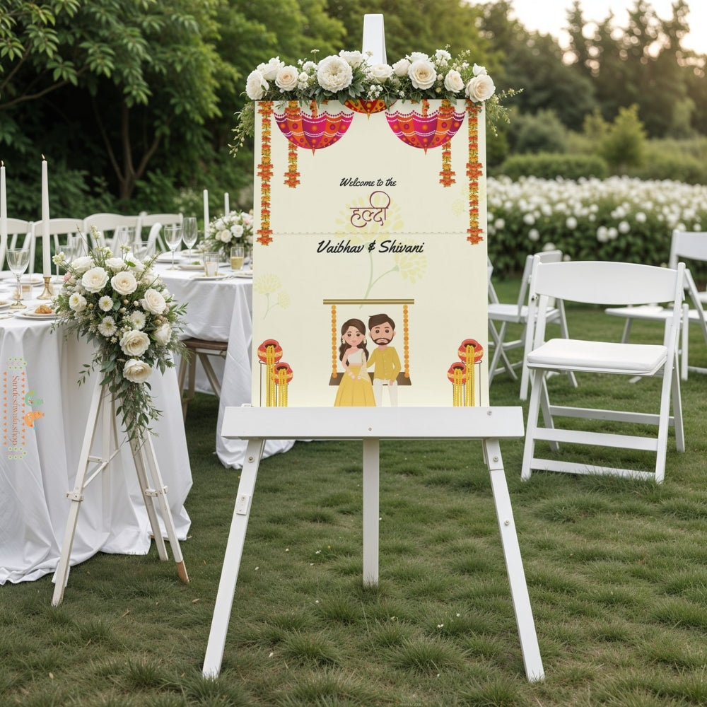 Minimal Mandap Haldi - Welcome Board