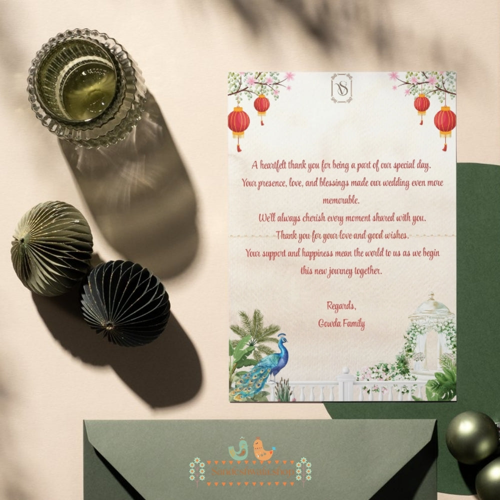 Floral Peacock Royale - Thank You Card