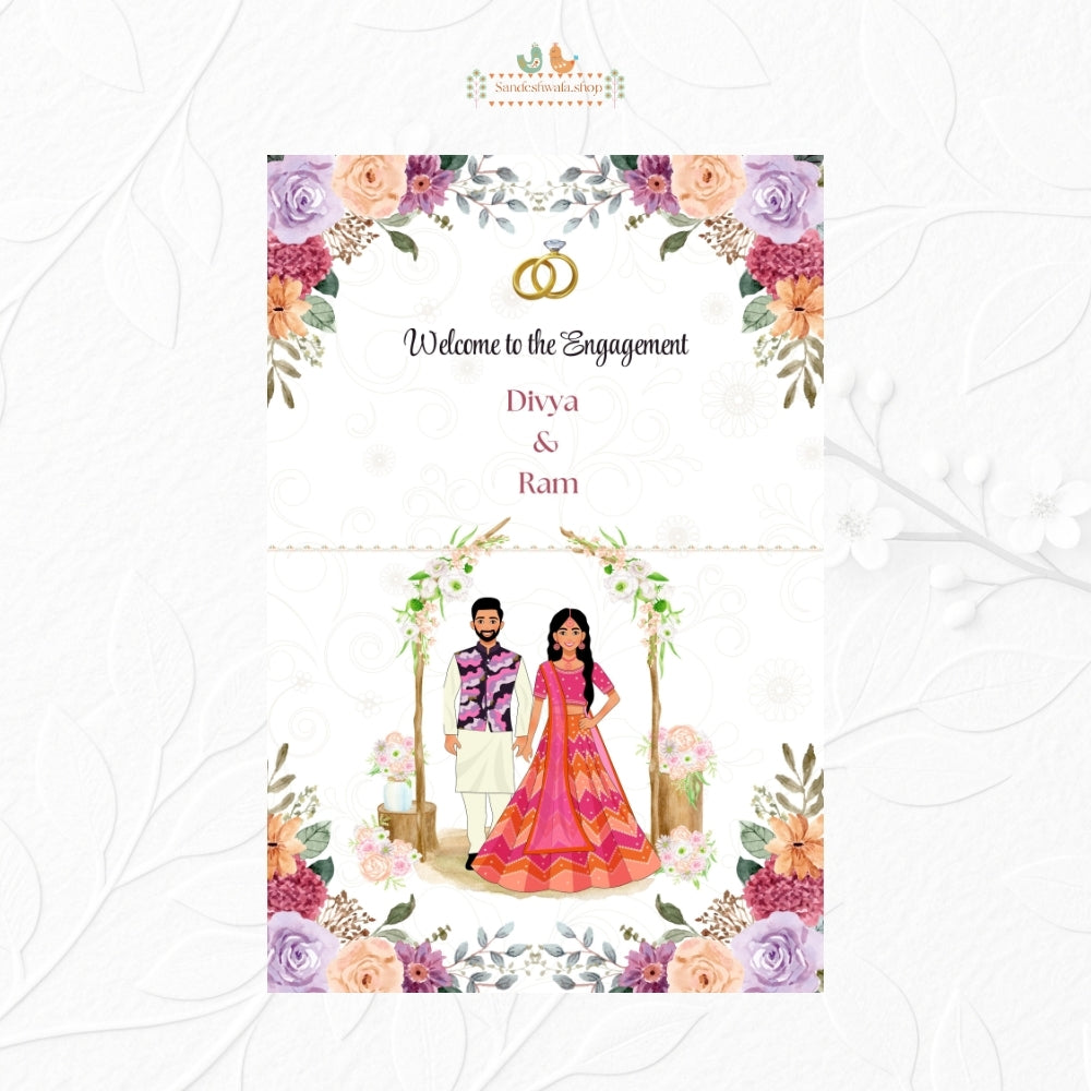 Engagement and roka welcome board by Sandeshwala