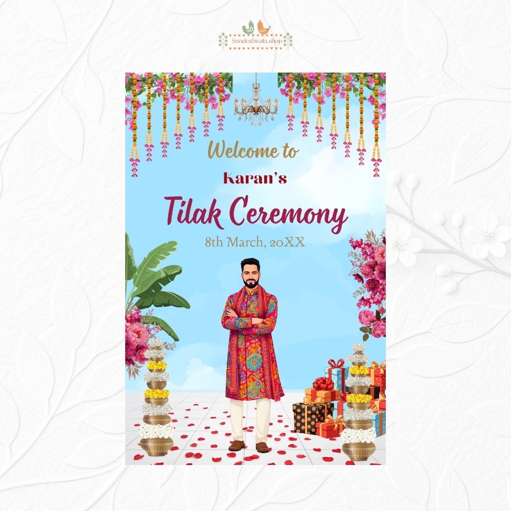 Tilak ceremony welcome board by Sandeshwala