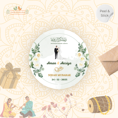 Personalised Nikah Mubarak Wedding Stickers