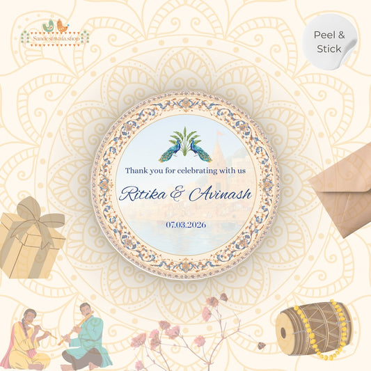 Royal Kashi Ghat Theme Wedding Gift Sticker