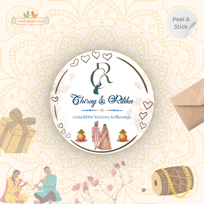 Peacock Monogram Wedding Gift Stickers