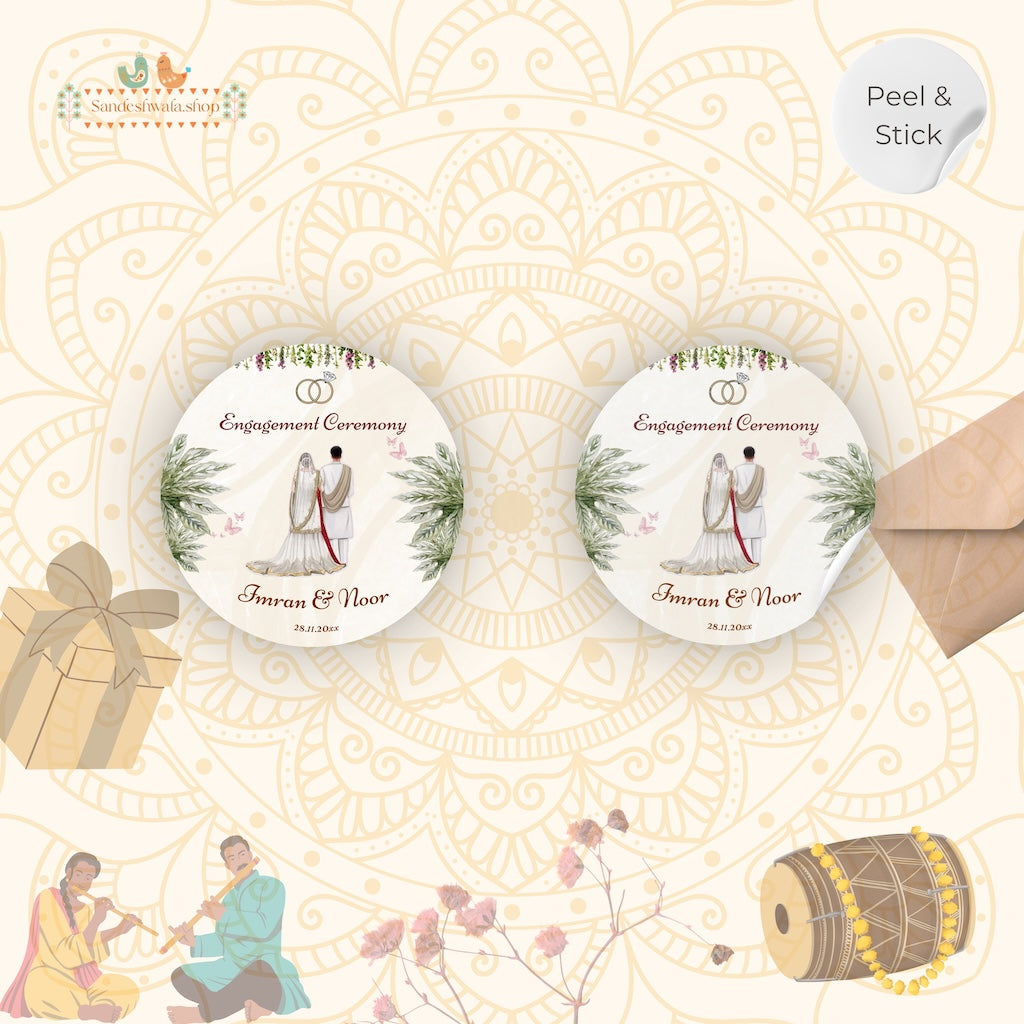 Elegant Ceremony Couple Theme Wedding Gift Sticker