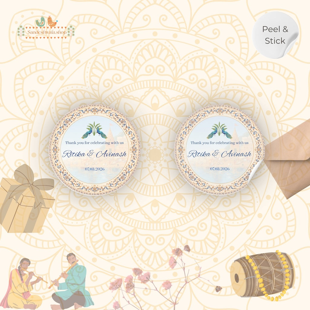 Royal Kashi Ghat Theme Wedding Gift Sticker