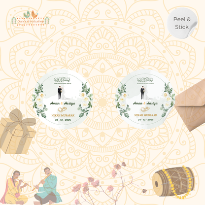 Personalised Nikah Mubarak Wedding Stickers
