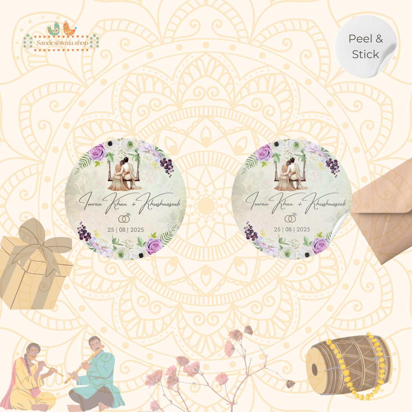 Premium Floral Nikah Wedding Gift Sticker