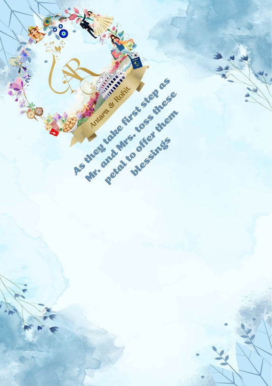 Blue Watercolour Floral Petal Cone