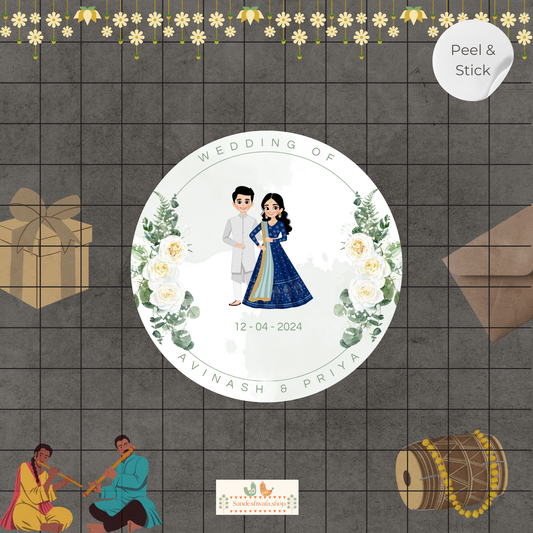 Romantic Blue Wedding Sticker