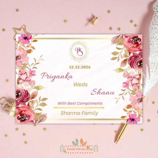 Elegant Floral Wedding Car Sticker