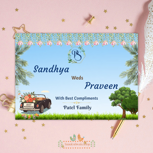 Vintage Just Married Wedding Car Sticker