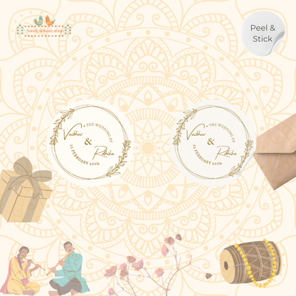 Gold Minimal Floral Custom Wedding Sticker