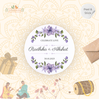 Lavender Watercolor Floral Wedding Favor Sticker
