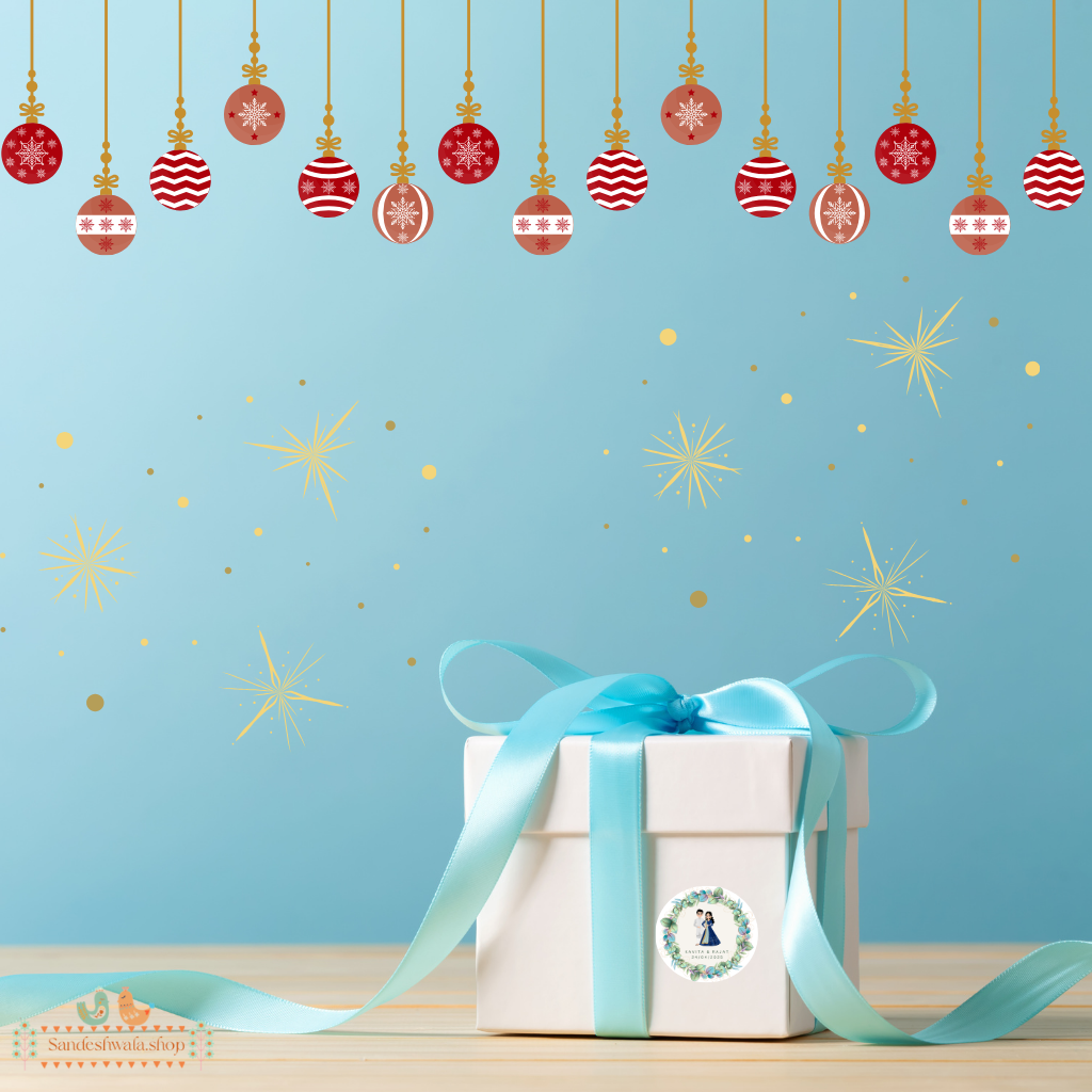 Green Botanical Wreath Couple Wedding Sticker