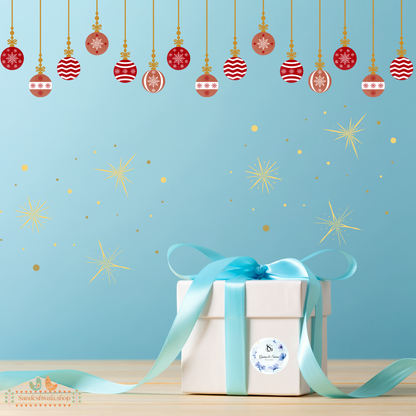 Blue Watercolor Monogram Floral Wedding Sticker