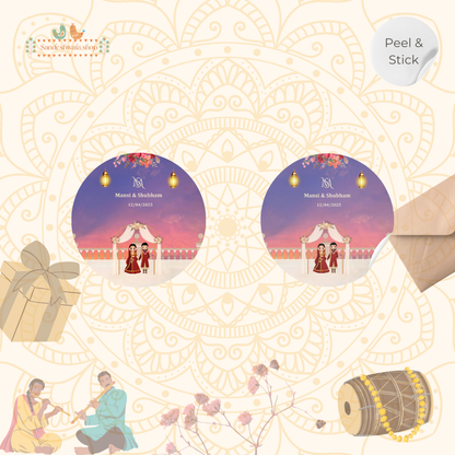 Sunset Mandap Indian Couple Wedding Sticker