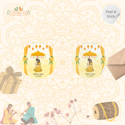 Yellow Haldi Celebration Couple Wedding Sticker