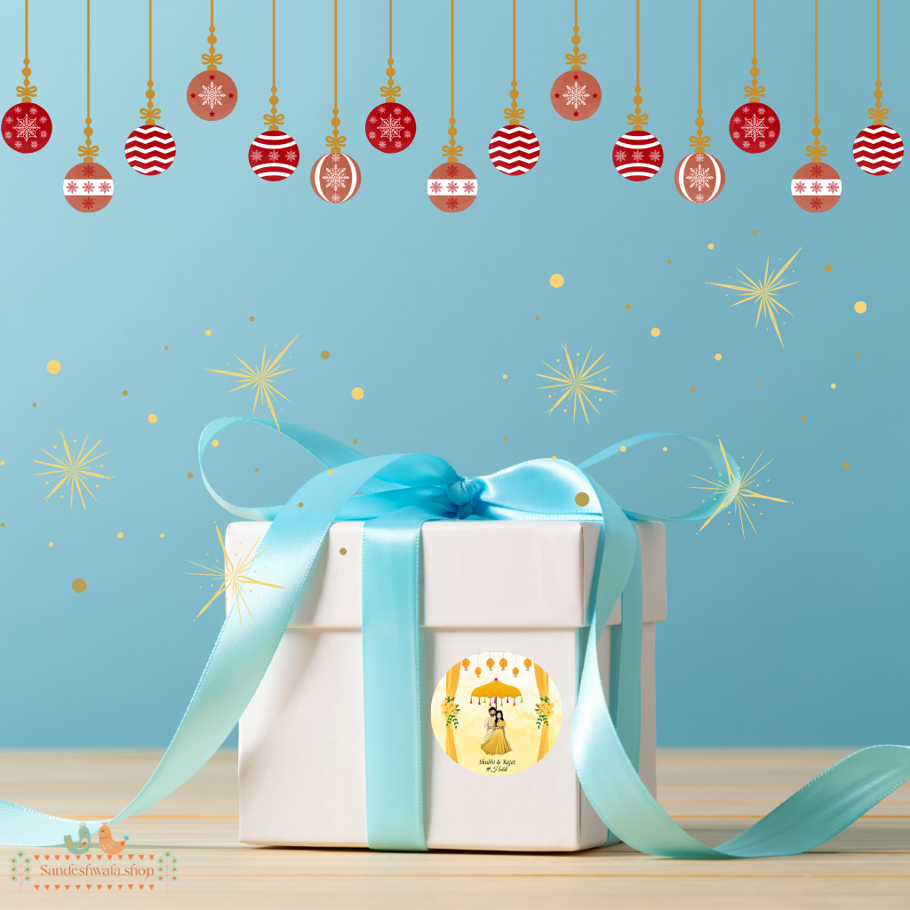 Yellow Haldi Celebration Couple Wedding Sticker