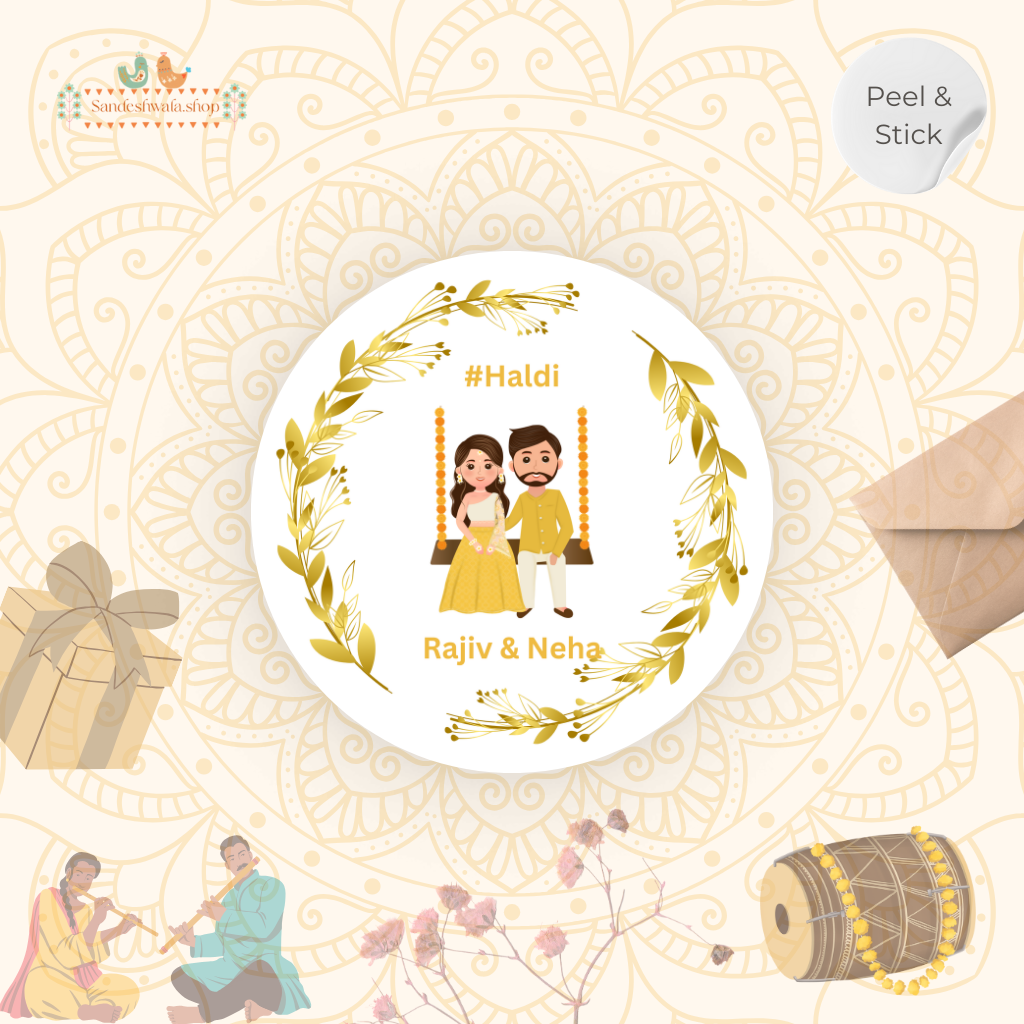 Golden Haldi Wedding Sticker