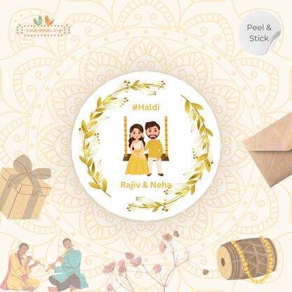 Golden Haldi Wedding Sticker