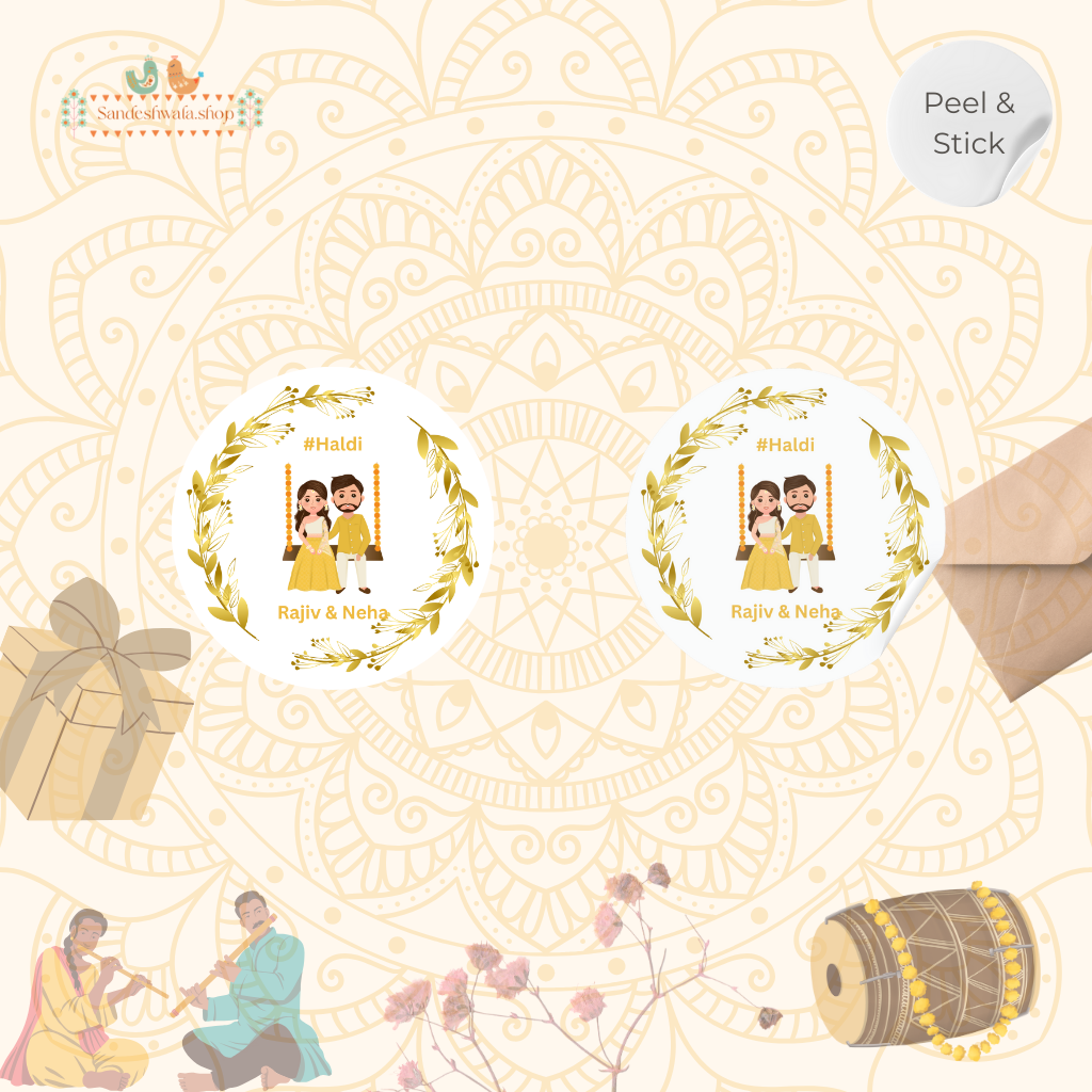 Golden Haldi Wedding Sticker