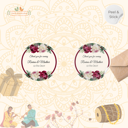 Floral Burgundy Wedding Gift Sticker