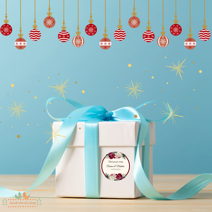 Floral Burgundy Wedding Gift Sticker