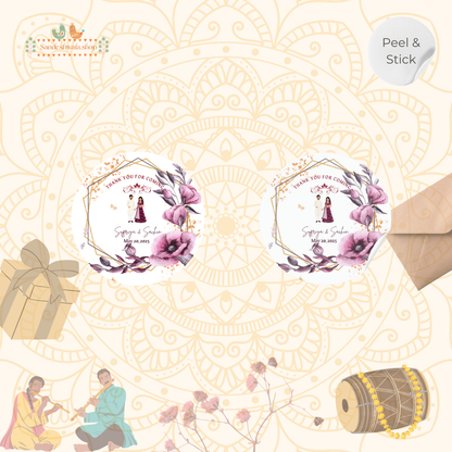 Purple Floral Thank You Wedding Sticker