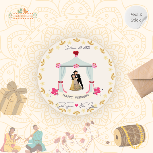 Floral Mandap Wedding Sticker Design