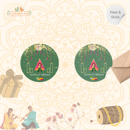 Green Mehendi Ceremony Wedding Sticker