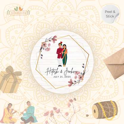 Rustic Floral Marathi Theme  Wedding Sticker