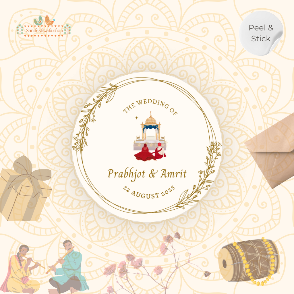 Golden Sikh Wedding Sticker