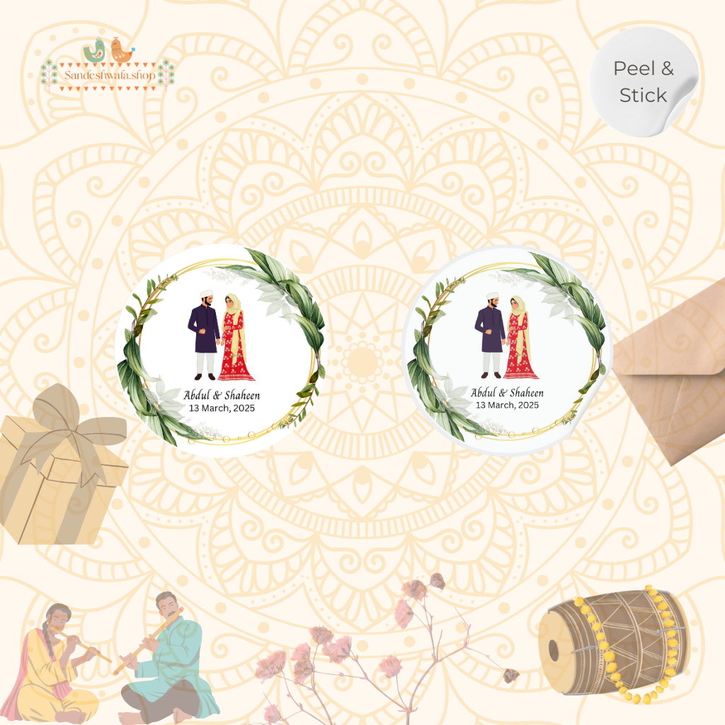 Elegant Muslim Wedding Sticker Design
